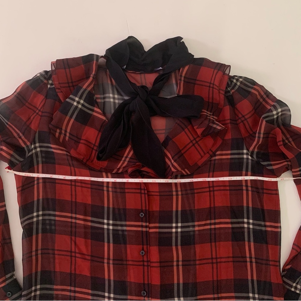 New Ralph Lauren Collection Red Plaid Zandra Blouse - Picture 11 of 13